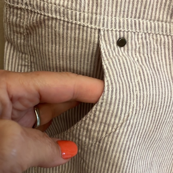 Dalia Collection modern fit mini skirt linen cotton blend striped draw string 6 - Picture 3 of 11